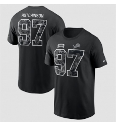 Men's Detroit Lions #97 Aidan Hutchinson Black 2026 Salute to Service Name & Number T-Shirt