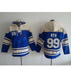 Men's Los Angeles Dodgers #99 Hyun-Jin Ryu Blue Alternate MLB Hoodie