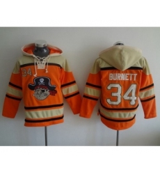 Men's Pittsburgh Pirates #34 A. J. Burnett Orange MLB Baseball Hoodie