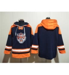 Men's Detroit Tigers Blank Navy Lace-Up Pullover Hoodie