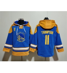 Men's Golden State Warriors #11 Klay Thompson Blue Yellow Lace-Up Pullover Hoodie