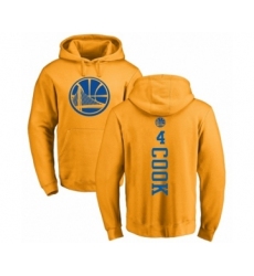 NBA Nike Golden State Warriors #4 Quinn Cook Gold One Color Backer Pullover Hoodie