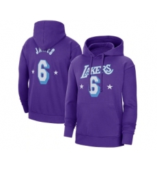 Men's Los Angeles Lakers #6 LeBron James Purple Pullover Hoodie