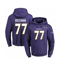 Football Men's Baltimore Ravens #77 Bradley Bozeman Purple Name & Number Pullover Hoodie