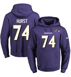 NFL Men's Nike Baltimore Ravens #74 James Hurst Purple Name & Number Pullover Hoodie