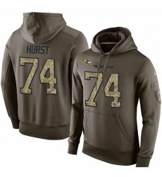 NFL Nike Baltimore Ravens #74 James Hurst Green Salute To Service Men's Pullover Hoodie