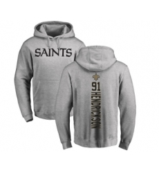 Football New Orleans Saints #91 Trey Hendrickson Ash Backer Pullover Hoodie