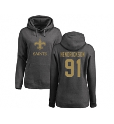 Football Women's New Orleans Saints #91 Trey Hendrickson Ash One Color Pullover Hoodie