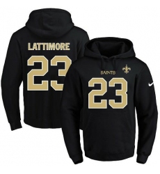 NFL Men's Nike New Orleans Saints #23 Marshon Lattimore Black Name & Number Pullover Hoodie