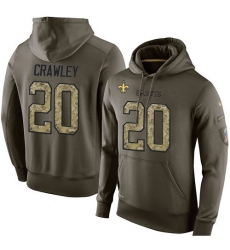 NFL Nike New Orleans Saints #20 Ken Crawley Green Salute To Service Men's Pullover Hoodie