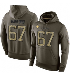 NFL Nike New Orleans Saints #67 Larry Warford Green Salute To Service Men's Pullover Hoodie