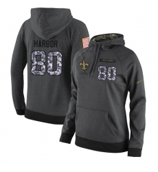 NFL Women's Nike New Orleans Saints #80 Clay Harbor Stitched Black Anthracite Salute to Service Player Performance Hoodie