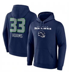 Men's Seattle Seahawks #33 Jamal Adams Navy Team Wordmark Player Name & Number Pullover Hoodie