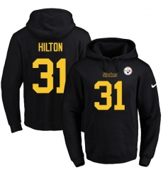 NFL Men's Nike Pittsburgh Steelers #31 Mike Hilton Black(Gold No.) Name & Number Pullover Hoodie