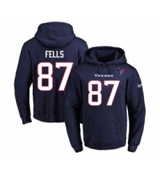 Football Men's Houston Texans #87 Darren Fells Navy Blue Name & Number Pullover Hoodie