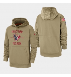 Men's Houston Texans Tan 2019 Salute to Service Sideline Therma Pullover Hoodie