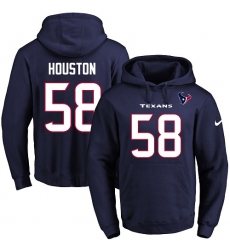 NFL Men's Nike Houston Texans #58 Lamarr Houston Navy Blue Name & Number Pullover Hoodie