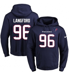 NFL Men's Nike Houston Texans #96 Kendall Langford Navy Blue Name & Number Pullover Hoodie