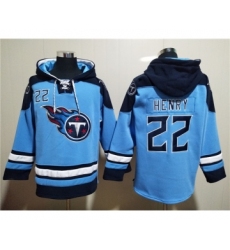 Men's Tennessee Titans #22 Derrick Henry Blue Lace-Up Pullover Hoodie