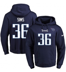 NFL Men's Nike Tennessee Titans #36 LeShaun Sims Navy Blue Name & Number Pullover Hoodie