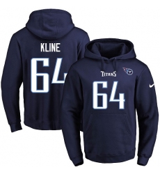 NFL Men's Nike Tennessee Titans #64 Josh Kline Navy Blue Name & Number Pullover Hoodie