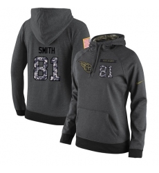 NFL Women's Nike Tennessee Titans #81 Jonnu Smith Stitched Black Anthracite Salute to Service Player Performance Hoodie