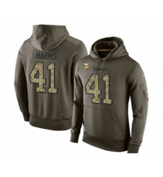 Football Men's Minnesota Vikings #41 Anthony Harris Green Salute To Service Pullover Hoodie