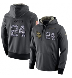 NFL Men's Nike Minnesota Vikings #24 Tramaine Brock Stitched Black Anthracite Salute to Service Player Performance Hoodie