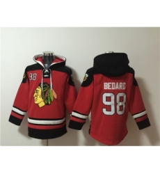 Men's Chicago Blackhawks #98 Connor Bedard Red Lace-Up Pullover Hoodie
