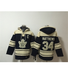 Men's Toronto Maple Leafs #34 Auston Matthews Black All Stitched Sweatshirt Hoodie