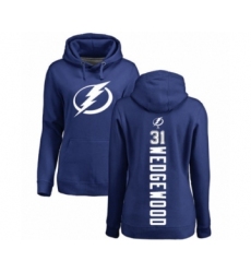 Hockey Women's Tampa Bay Lightning #31 Scott Wedgewood Royal Blue Backer Pullover Hoodie