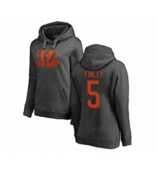 Football Women's Cincinnati Bengals #5 Ryan Finley Ash One Color Pullover Hoodie