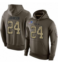 NFL Nike Buffalo Bills #24 Leonard Johnson Green Salute To Service Men's Pullover Hoodie