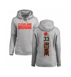 Football Women's Cleveland Browns #33 Sheldrick Redwine Ash Backer Pullover Hoodie