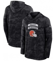 Men's Cleveland Browns Black 2026 Salute to Service Sideline Lightweight Dri-FIT Long Sleeve Hoodie
