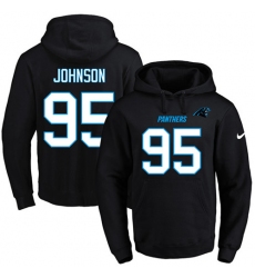 NFL Men's Nike Carolina Panthers #95 Charles Johnson Black Name & Number Pullover Hoodie