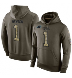 NFL Nike Carolina Panthers #1 Cam Newton Green Salute To Service Men's Pullover Hoodie