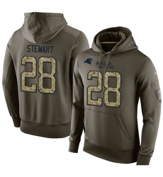 NFL Nike Carolina Panthers #28 Jonathan Stewart Green Salute To Service Men's Pullover Hoodie