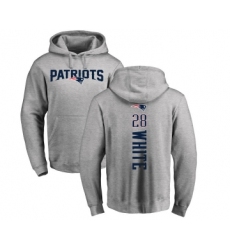 Football New England Patriots #28 James White Ash Backer Pullover Hoodie