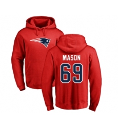 Football New England Patriots #69 Shaq Mason Red Name & Number Logo Pullover Hoodie