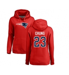 Football Women's New England Patriots #23 Patrick Chung Red Name & Number Logo Pullover Hoodie