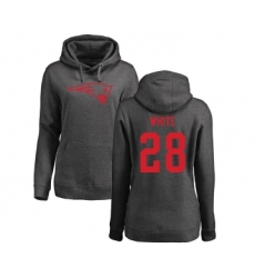 Football Women's New England Patriots #28 James White Ash One Color Pullover Hoodie