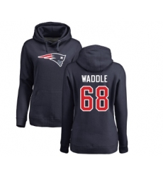 Football Women's New England Patriots #68 LaAdrian Waddle Navy Blue Name & Number Logo Pullover Hoodie