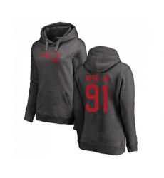 Football Women's New England Patriots #91 Deatrich Wise Jr Ash One Color Pullover Hoodie