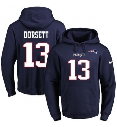 NFL Men's Nike New England Patriots #13 Phillip Dorsett Navy Blue Name & Number Pullover Hoodie