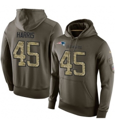 NFL Nike New England Patriots #45 David Harris Green Salute To Service Men's Pullover Hoodie