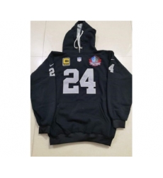 Men's Las Vegas Raiders #24 Black Hall of Fame Patch Pullover Football Hoodie
