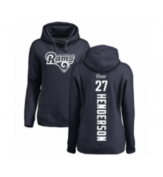 Football Women's Los Angeles Rams #27 Darrell Henderson Navy Blue Backer Pullover Hoodie