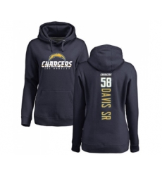 Football Women's Los Angeles Chargers #58 Thomas Davis Sr Navy Blue Backer Pullover Hoodie