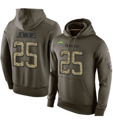 NFL Nike Los Angeles Chargers #25 Rayshawn Jenkins Green Salute To Service Men's Pullover Hoodie